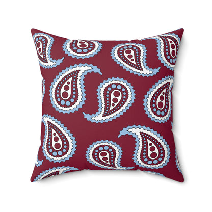 Claret, Blue, White Retro Paisley Cushion Pillow