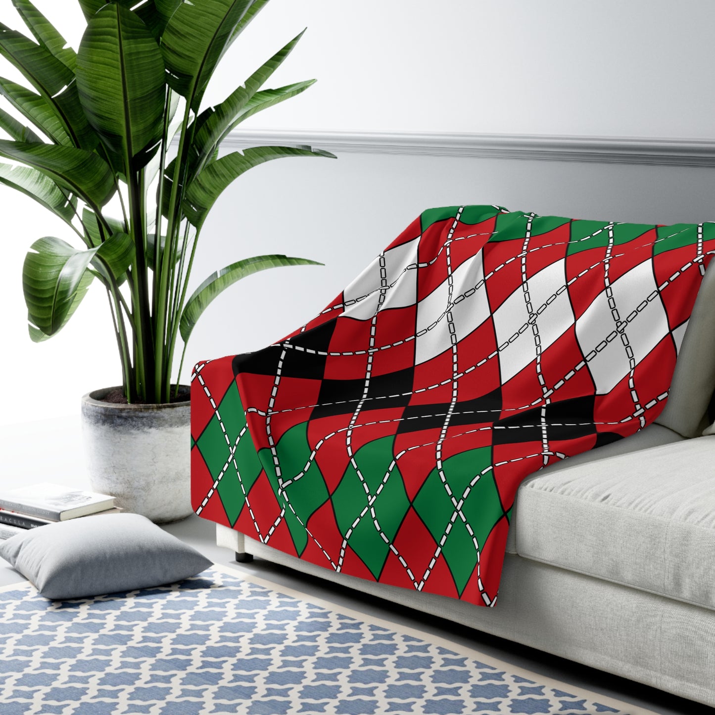 Western Sahara Retro Argyle Blanket Throw