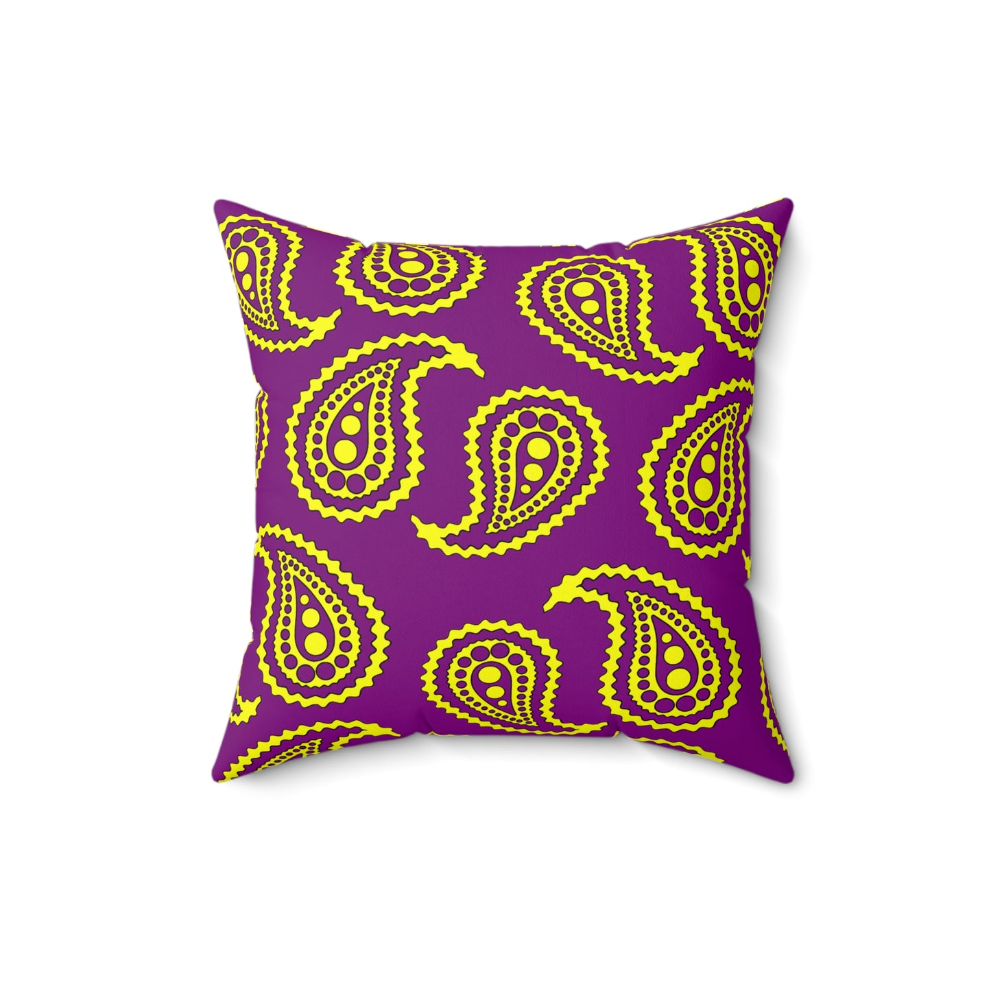 Purple, Yellow Retro Paisley Cushion Pillow