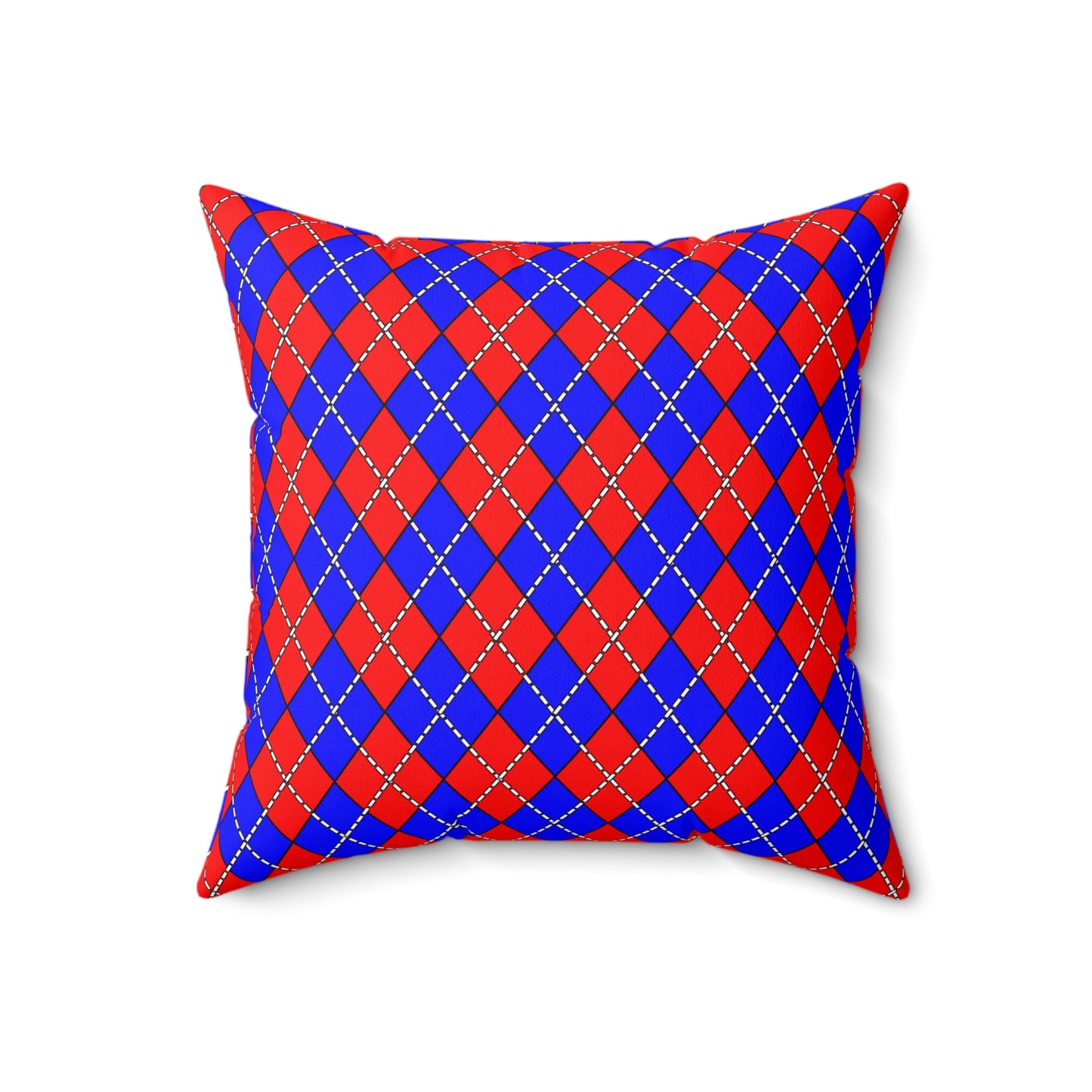 Red, Blue Retro Argyle Cushion Pillow