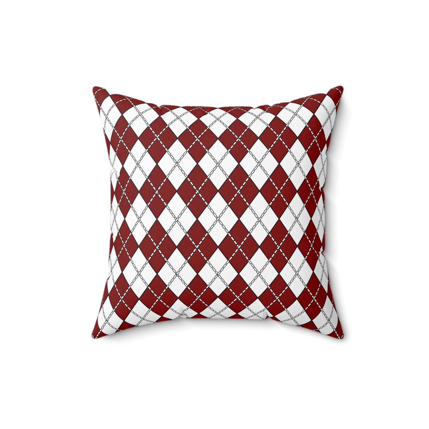 Maroon, White Retro Argyle Cushion Pillow