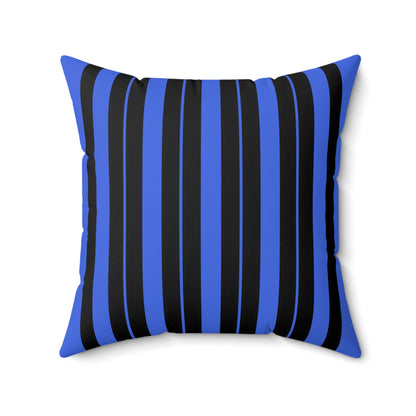 Royal Blue, Black Retro Stripes Cushion Pillow