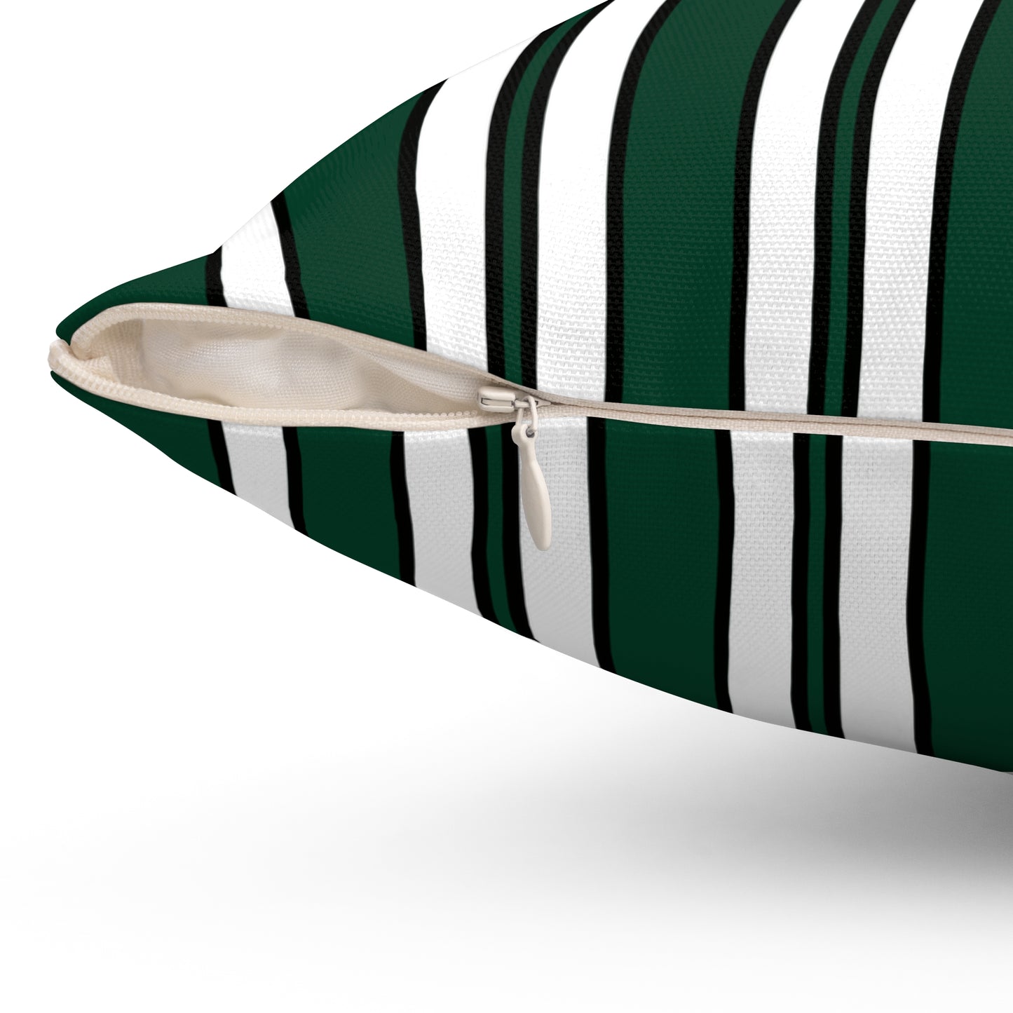 Dark Green, White Retro Stripes Cushion Pillow