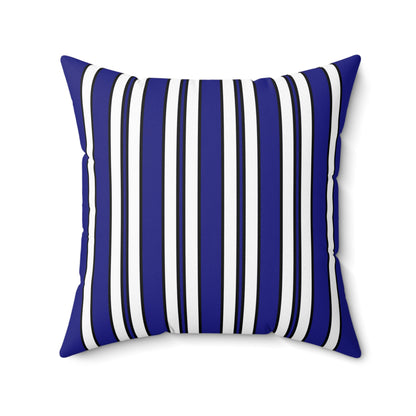 Navy Blue, White Retro Stripes Cushion Pillow