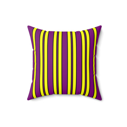Purple, Yellow Retro Stripes Cushion Pillow