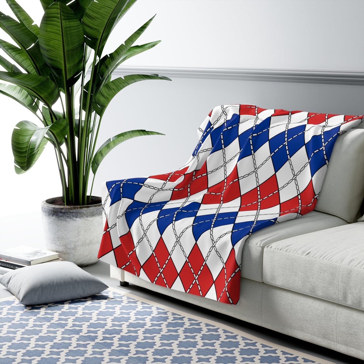 Faroe Islands Retro Argyle Blanket Throw