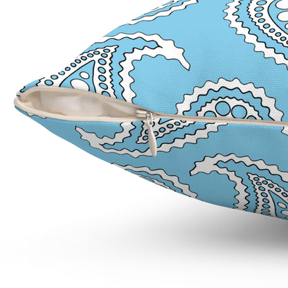Sky Blue, White Retro Paisley Cushion Pillow