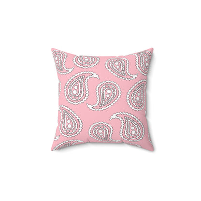 Pink, White Retro Paisley Cushion Pillow