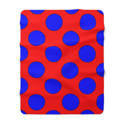 Red, Blue Retro Polka Dots Blanket Throw
