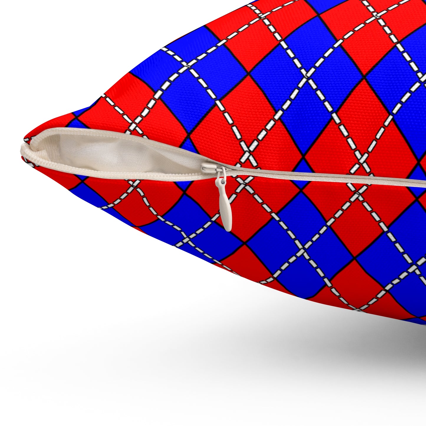 Red, Blue Retro Argyle Cushion Pillow