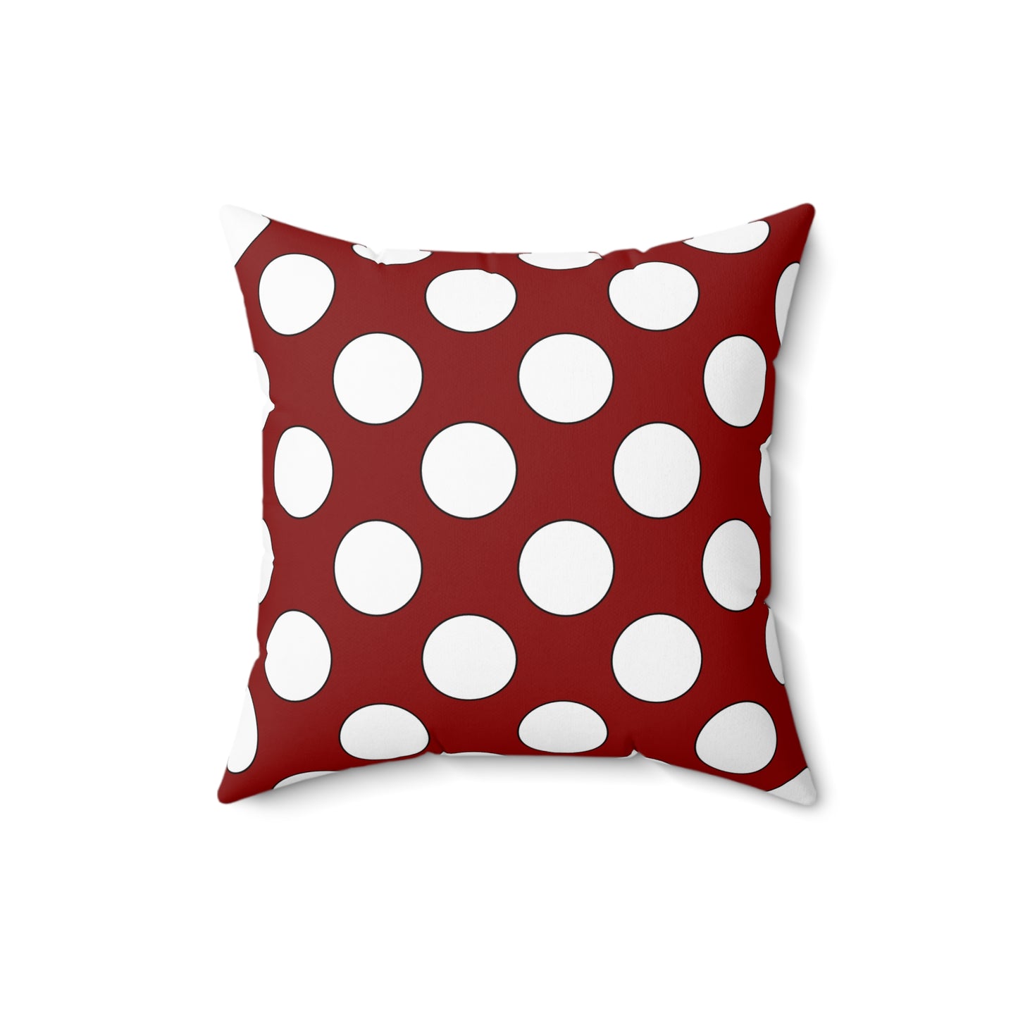 Dark Red, White Retro Polka Dots Cushion Pillow