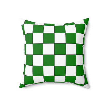 Green, White Retro Check Cushion Pillow