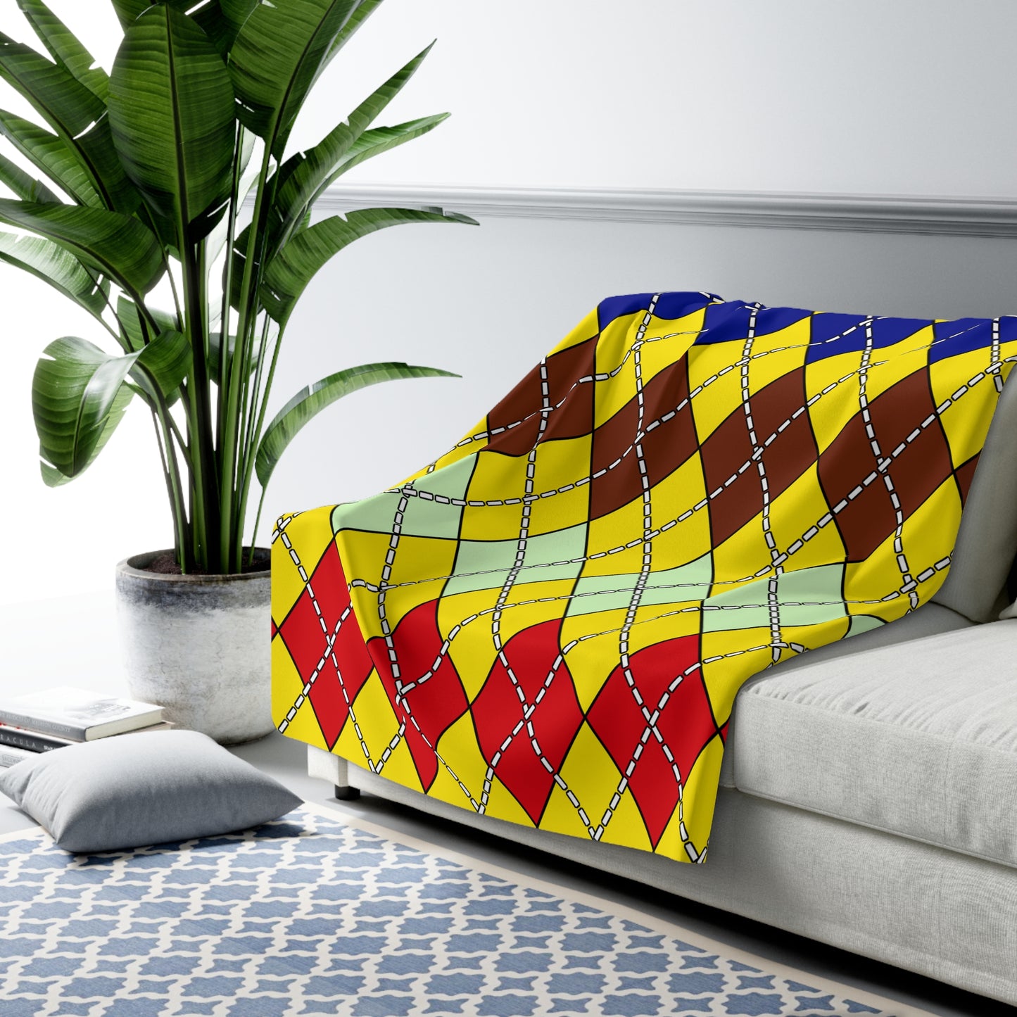 Ecuador Retro Argyle Blanket Throw
