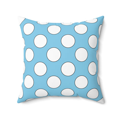 Sky Blue, White Retro Polka Dots Cushion Pillow