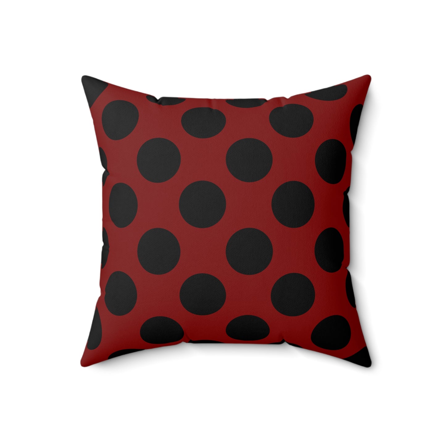 Maroon, Black Retro Polka Dots Cushion Pillow