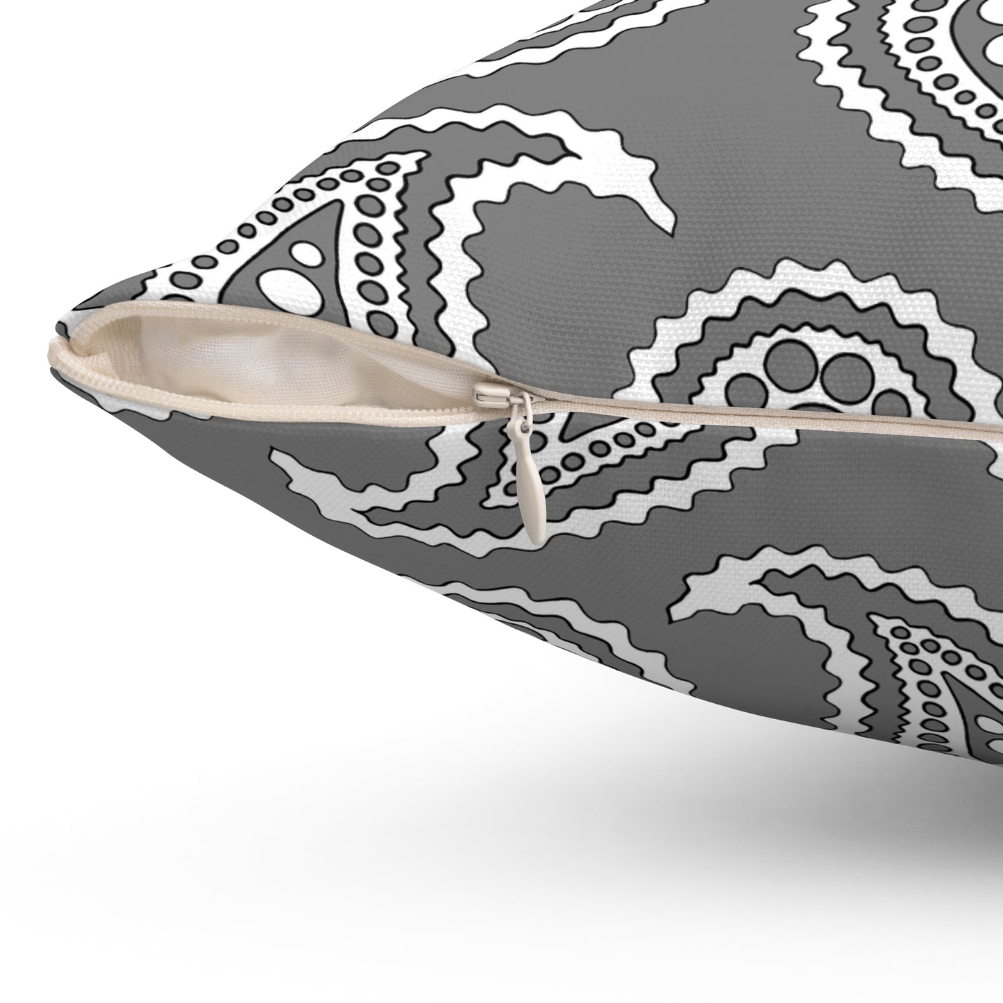 Grey, White Retro Paisley Cushion Pillow