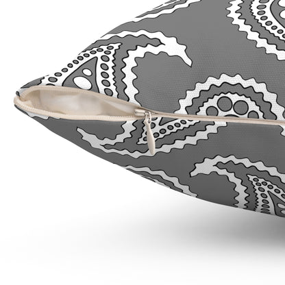 Grey, White Retro Paisley Cushion Pillow