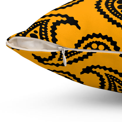 Orange, Black Retro Paisley Cushion Pillow