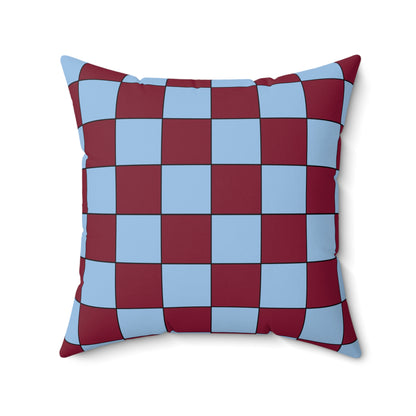 Claret, Blue Retro Check Cushion Pillow