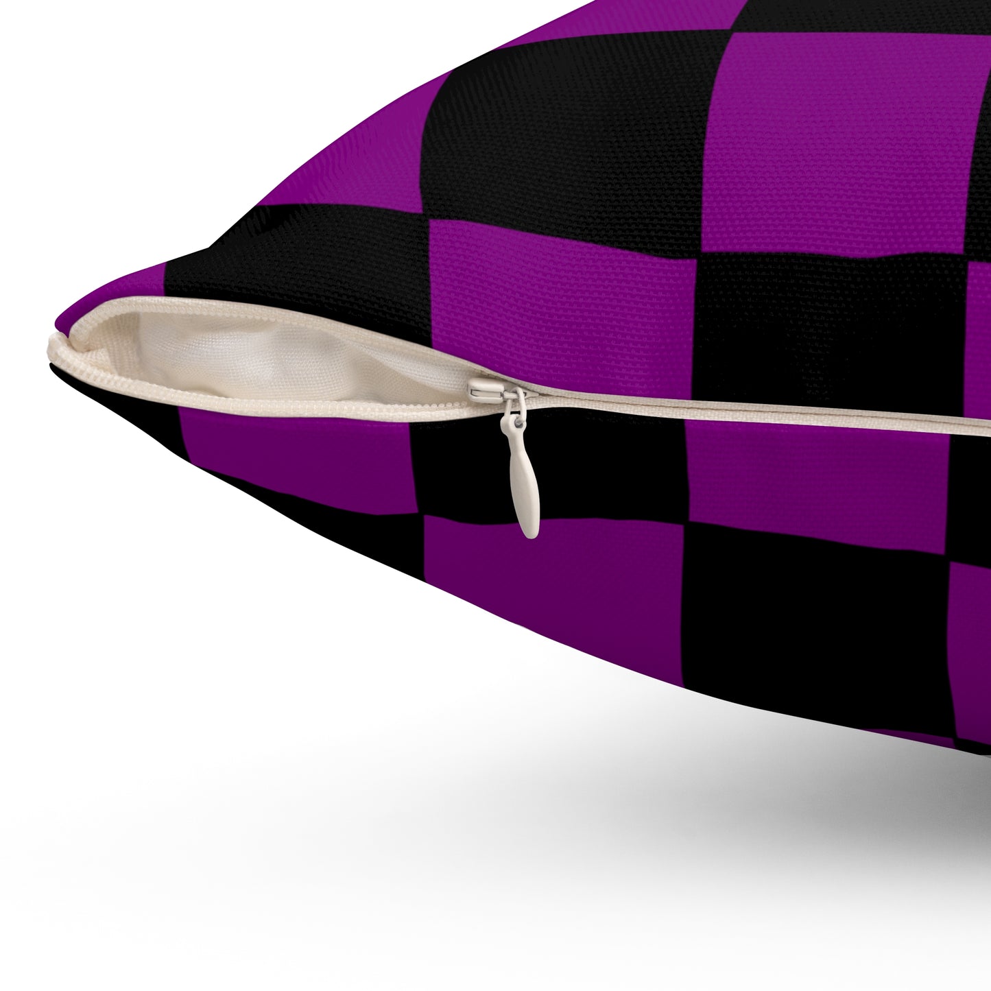 Purple, Black Retro Check Cushion Pillow