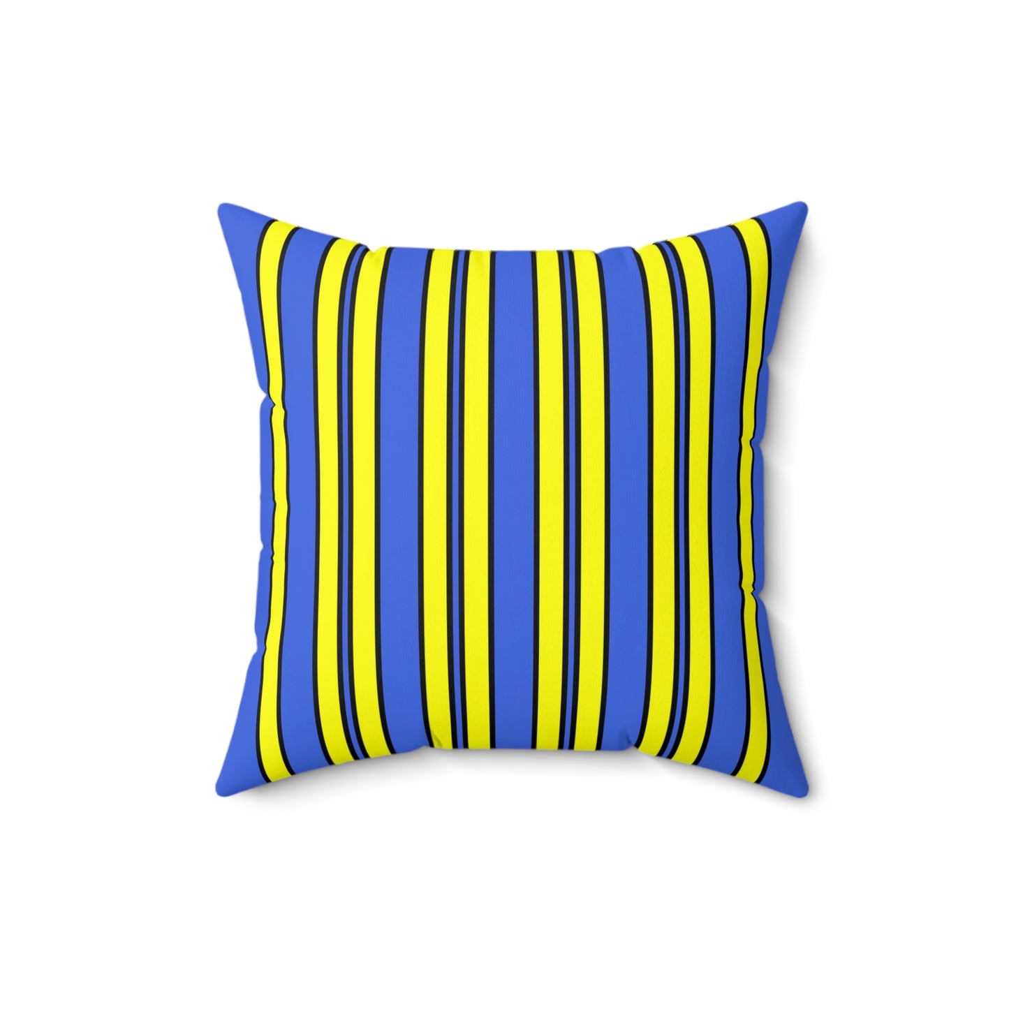 Royal Blue, Yellow Retro Stripes Cushion Pillow