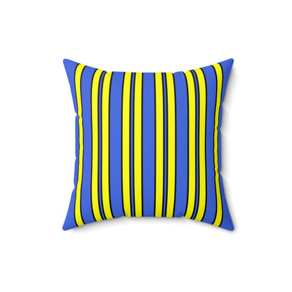 Royal Blue, Yellow Retro Stripes Cushion Pillow