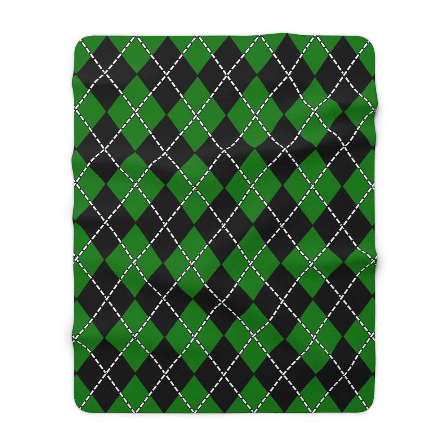 Green, Black Retro Argyle Blanket Throw