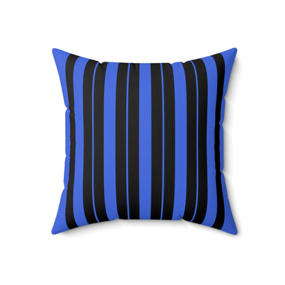 Royal Blue, Black Retro Stripes Cushion Pillow
