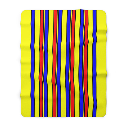 Yellow, Blue, Red Retro Stripes Blanket Throw