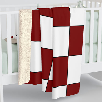 Maroon, White Retro Check Blanket Throw