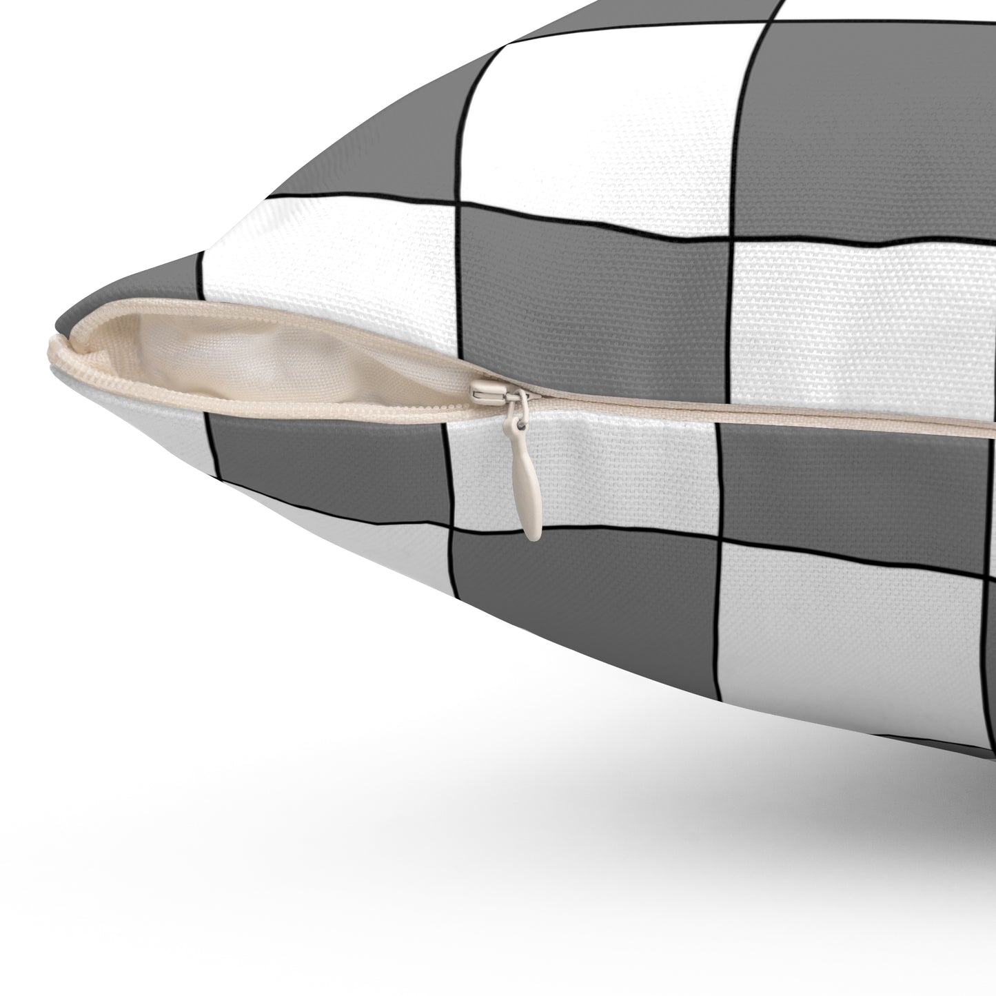 Grey, White Retro Check Cushion Pillow