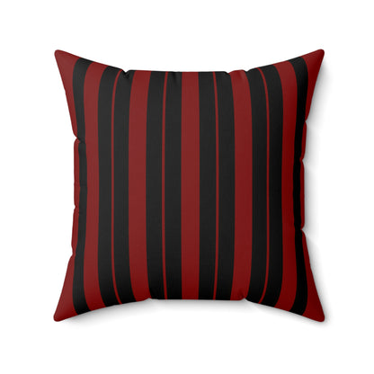 Maroon, Black Retro Stripes Cushion Pillow