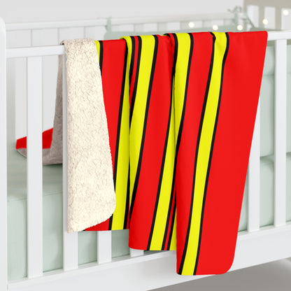 Red, Yellow Retro Stripes Blanket Throw