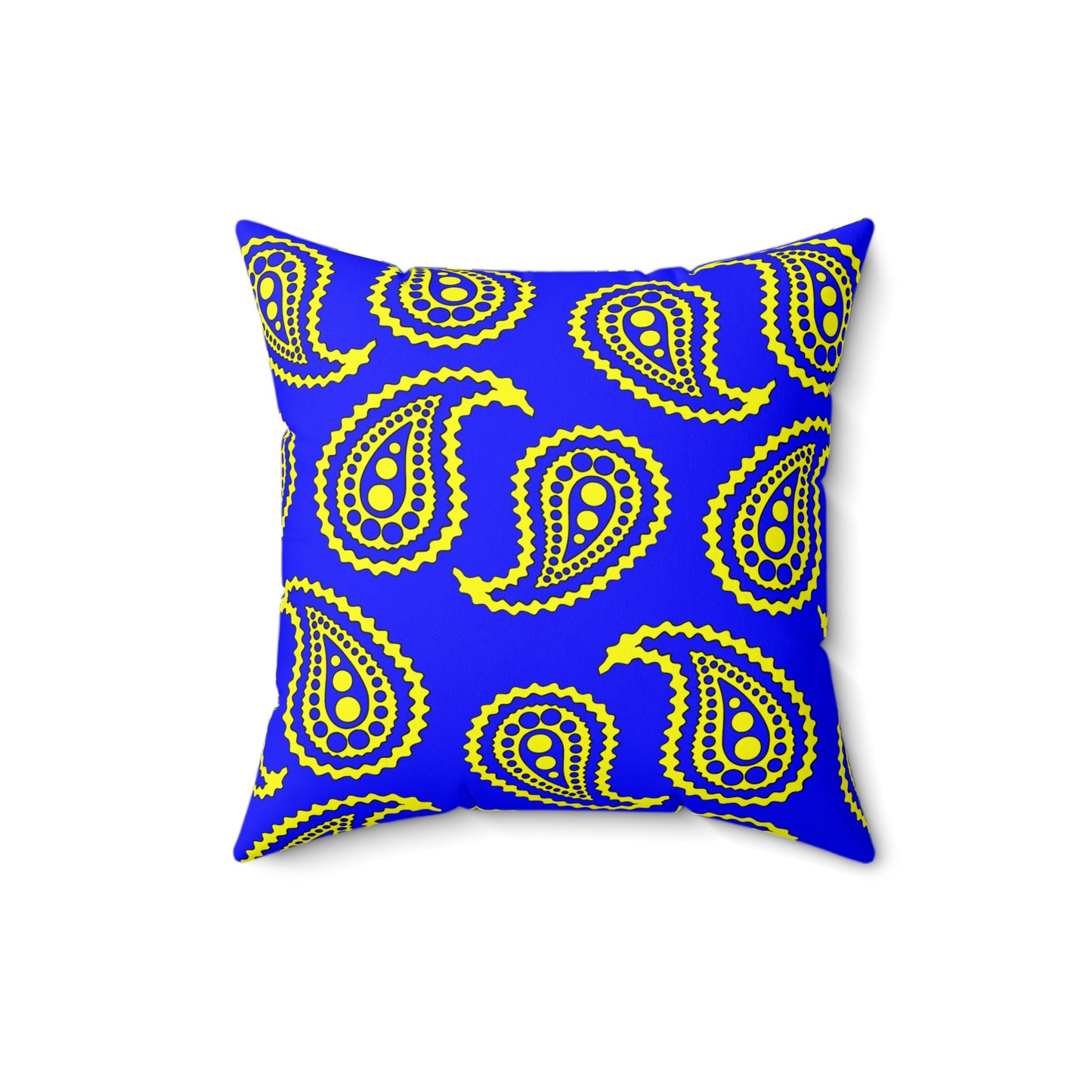 Blue, Yellow Retro Paisley Cushion Pillow