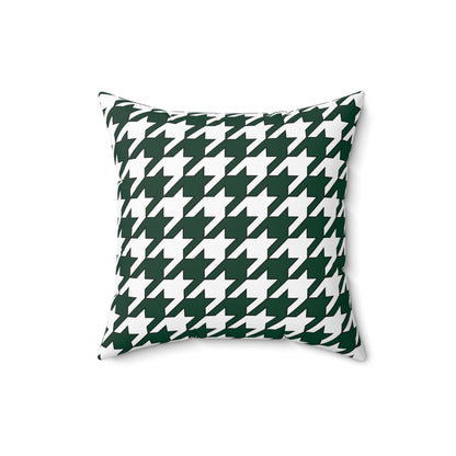 Dark Green, White Retro Houndstooth Cushion Pillow