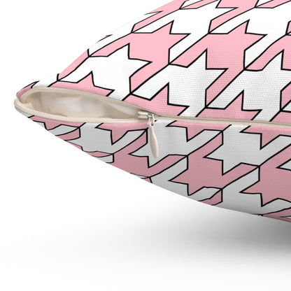 Pink, White Retro Houndstooth Cushion Pillow