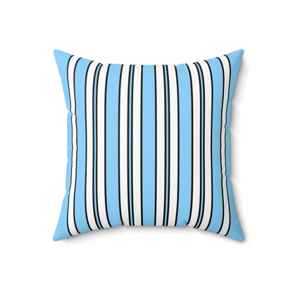 Light Blue, White Retro Stripes Cushion Pillow