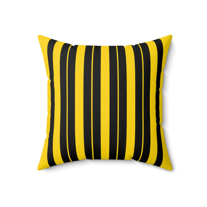 Gold, Black Retro Stripes Cushion Pillow