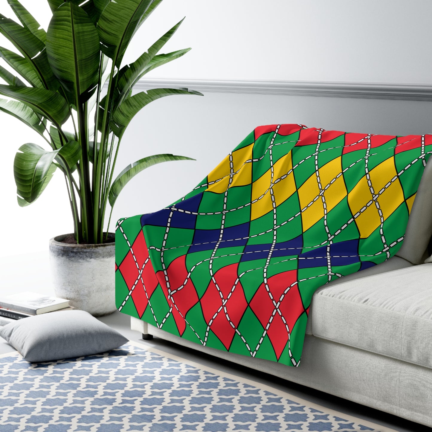 Mauritius Retro Argyle Blanket Throw