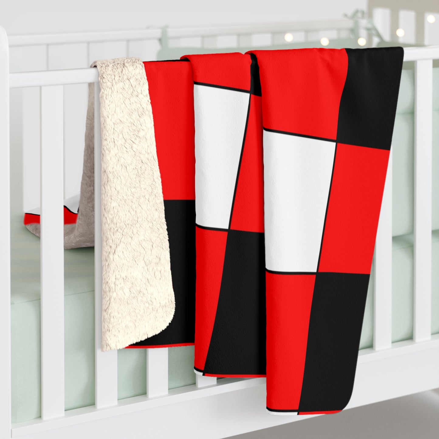 Red, Black, White Retro Check Blanket Throw