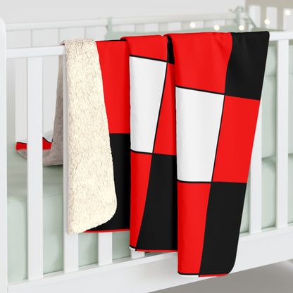 Red, Black, White Retro Check Blanket Throw