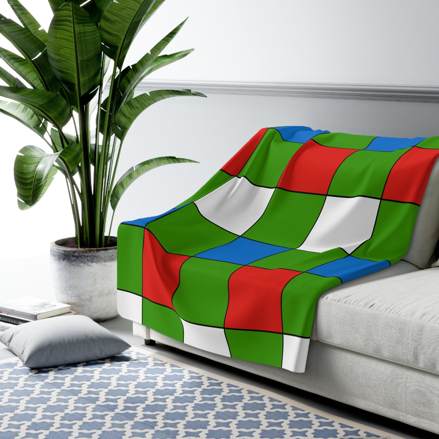 Equatorial Guinea Retro Check Blanket Throw