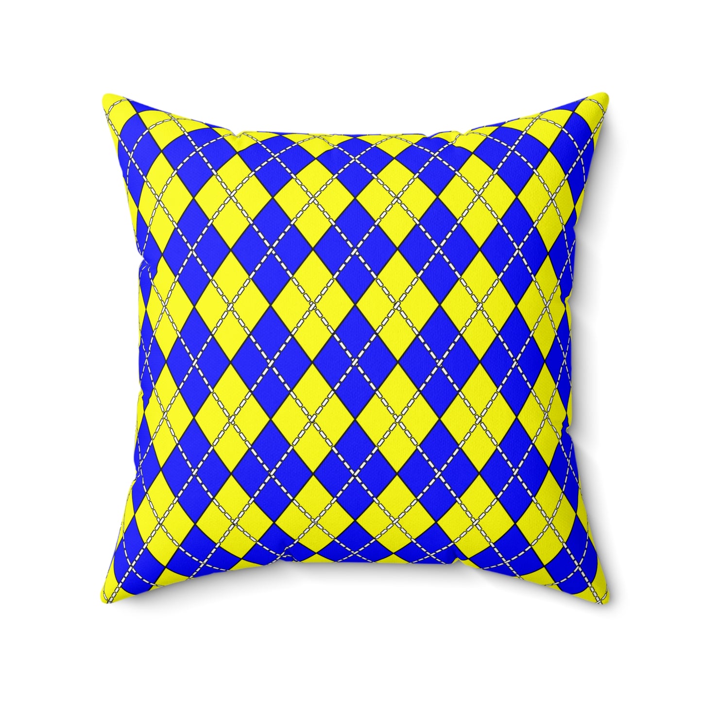 Yellow, Blue Retro Argyle Cushion Pillow
