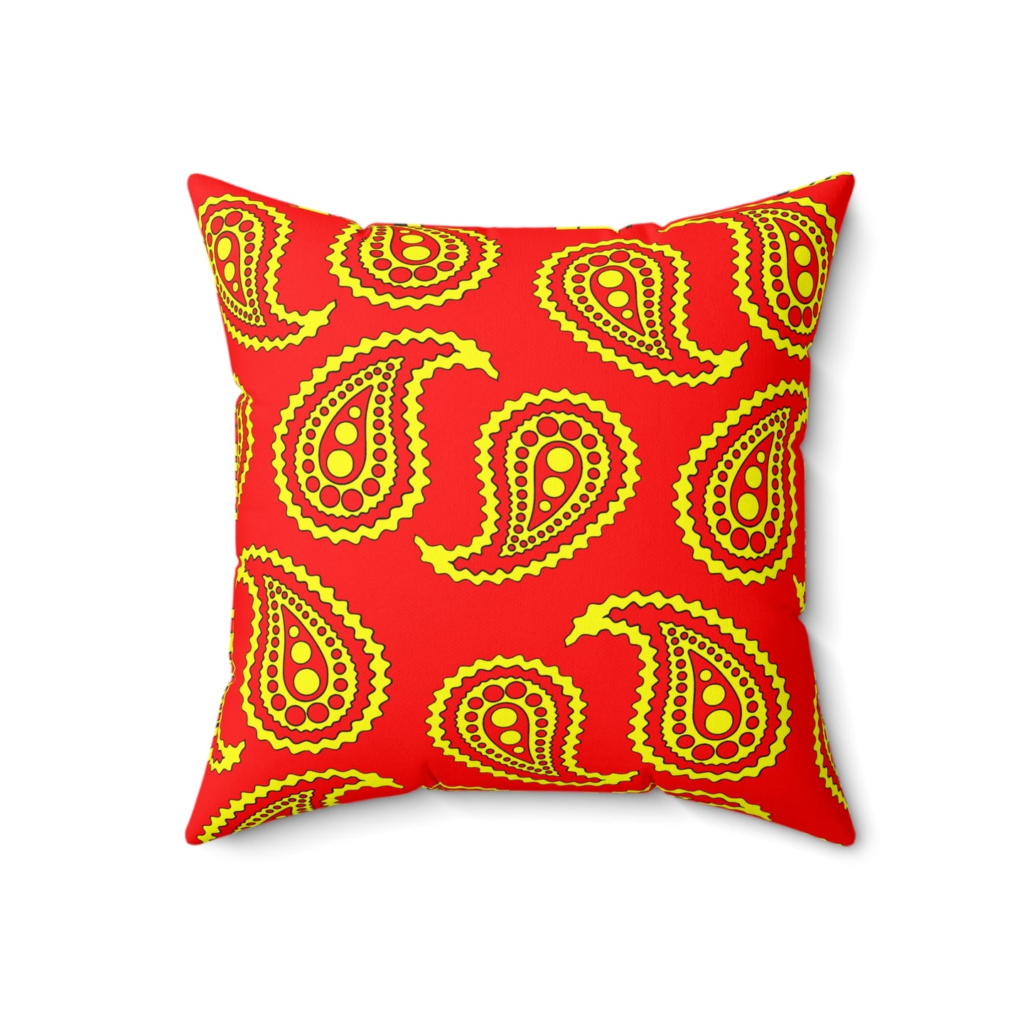 Red, Yellow Retro Paisley Cushion Pillow