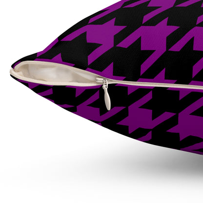 Purple, Black Retro Houndstooth Cushion Pillow