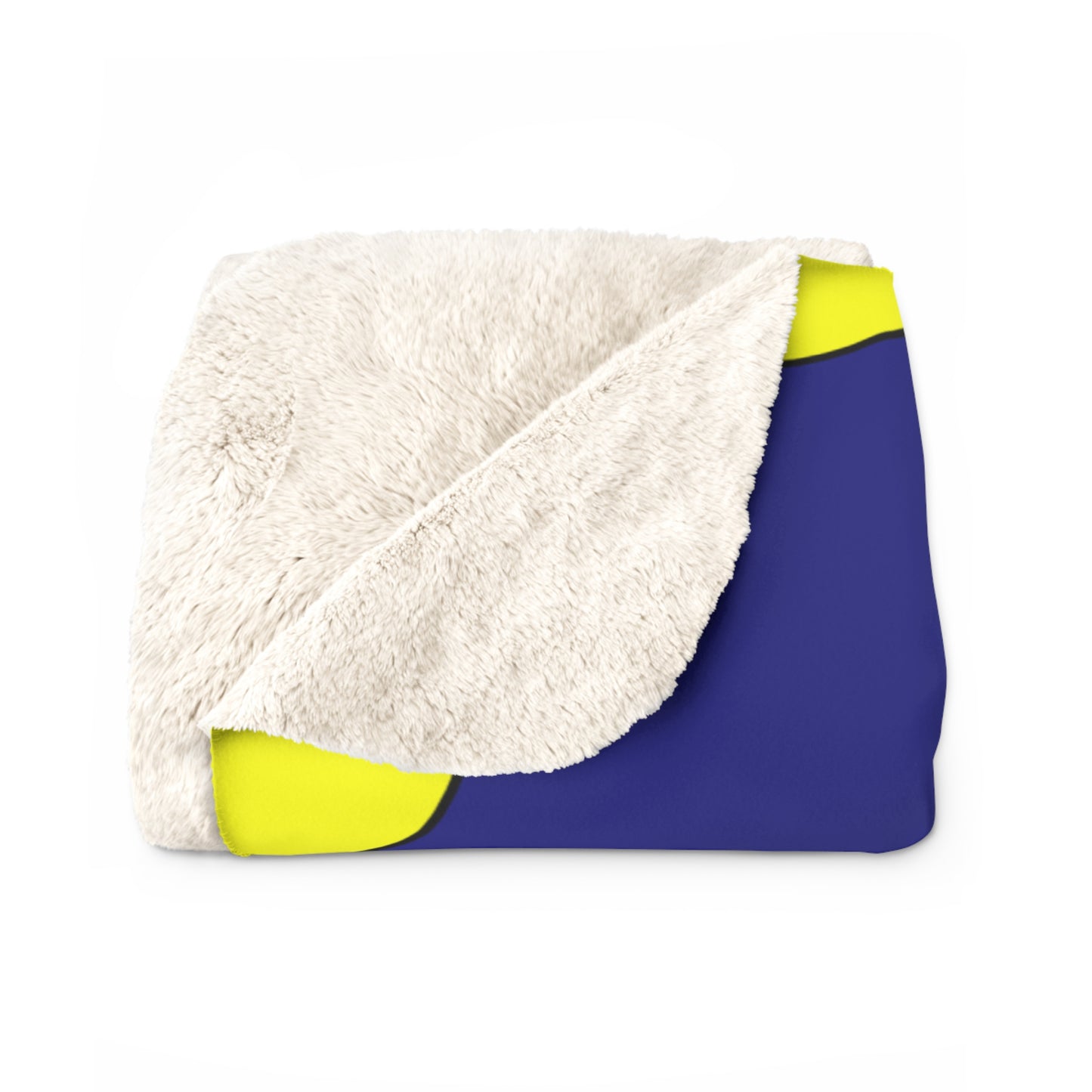 Navy Blue, Yellow Retro Polka Dots Blanket Throw