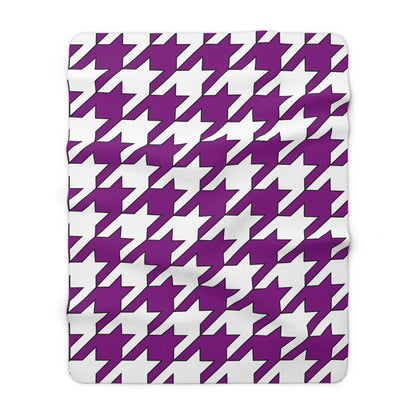 Purple, White Retro Houndstooth Blanket Throw