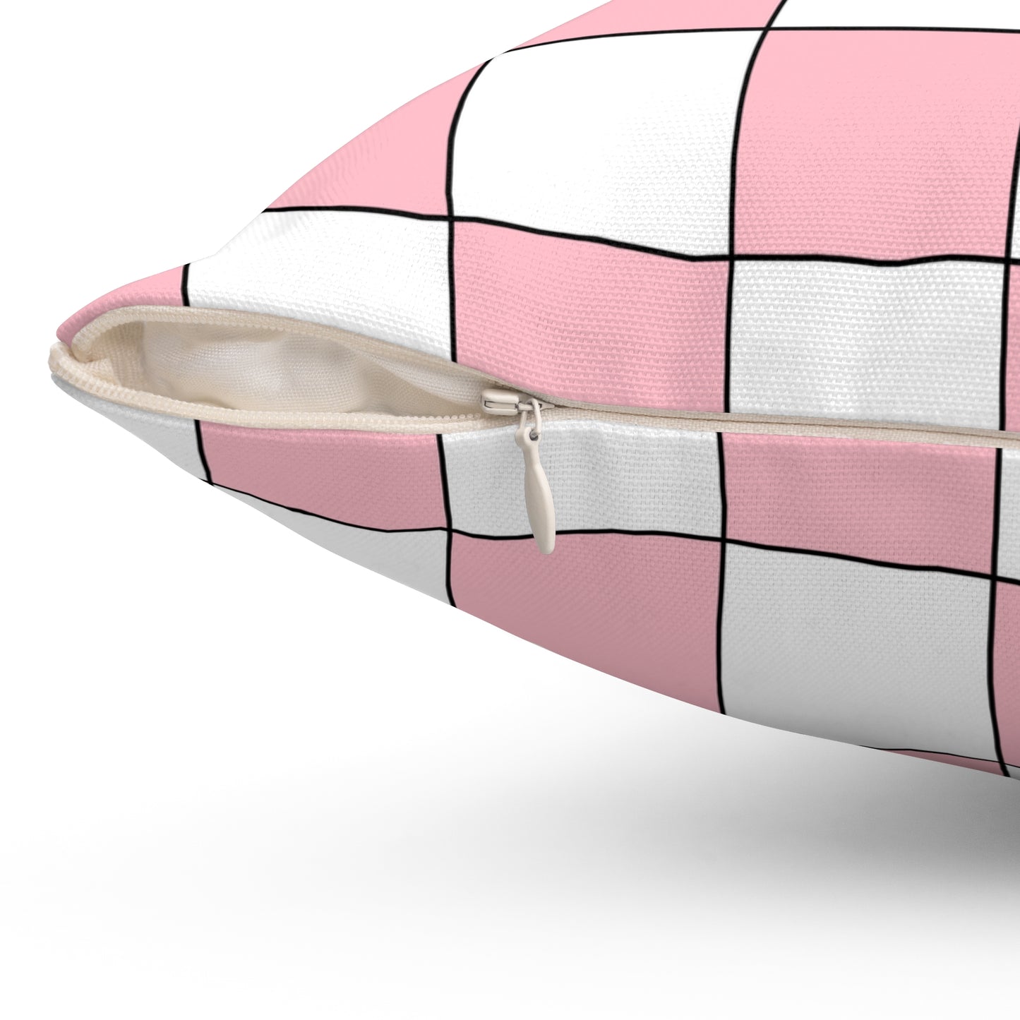Pink, White Retro Check Cushion Pillow