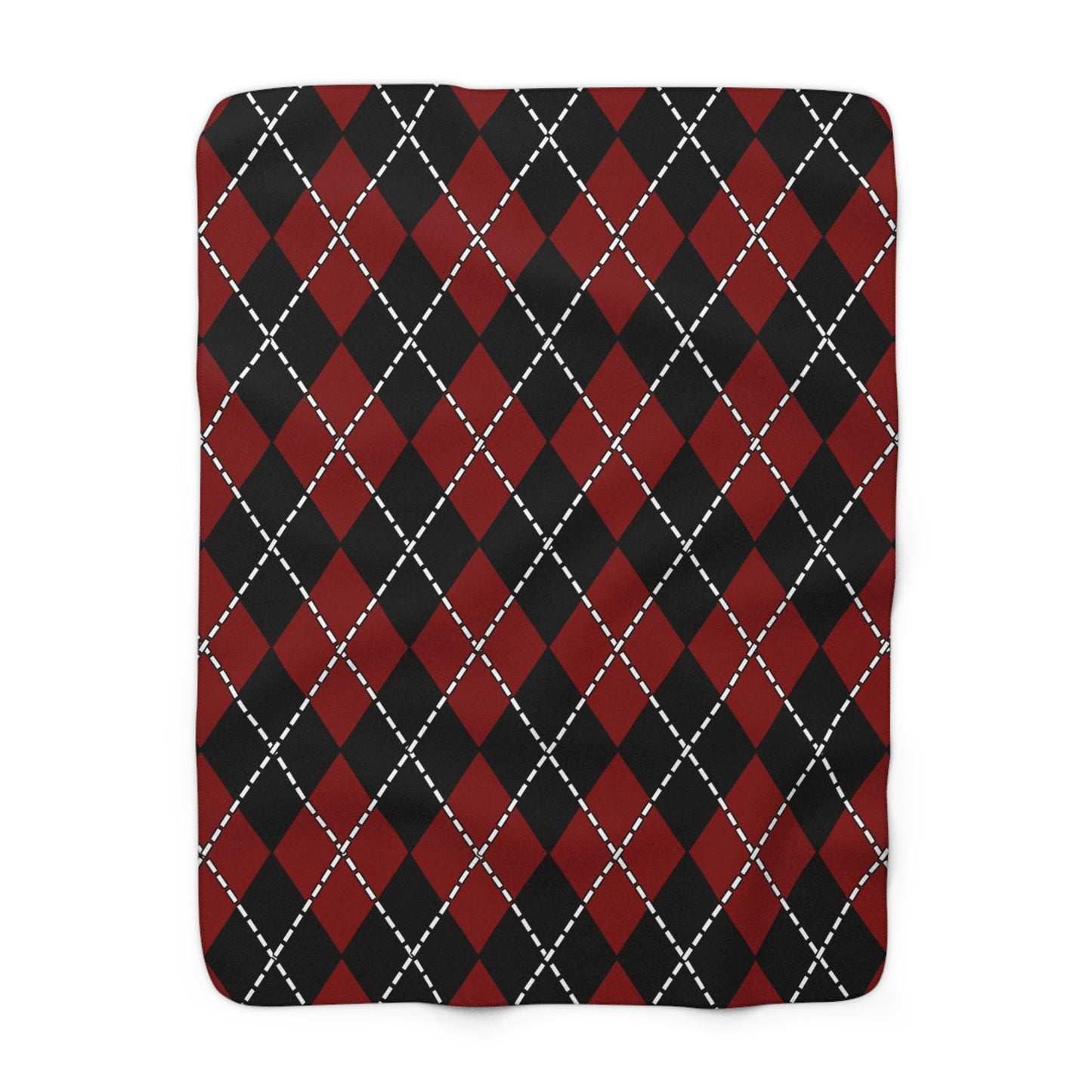 Maroon, Black Retro Argyle Blanket Throw