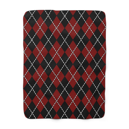 Maroon, Black Retro Argyle Blanket Throw